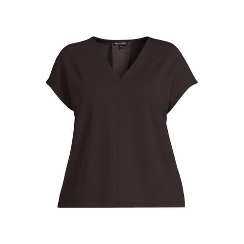 GREAT LOOKS V-hals top bruin afbeelding