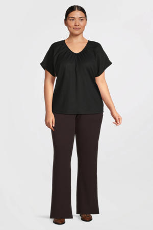 wide leg broek donkerbruin