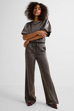 wide leg metallic broek zilver