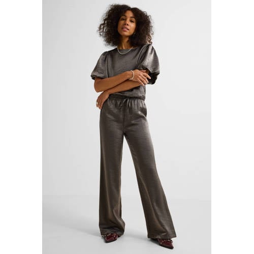 Ruby wide leg metallic broek zilver afbeelding