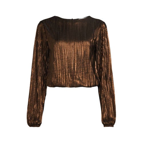 Anytime plisse top brons afbeelding