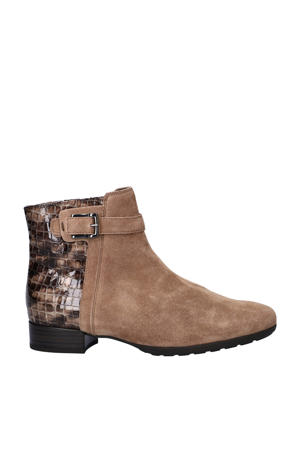 Comfort suède enkellaarzen taupe