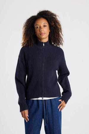 gebreid vest donkerblauw
