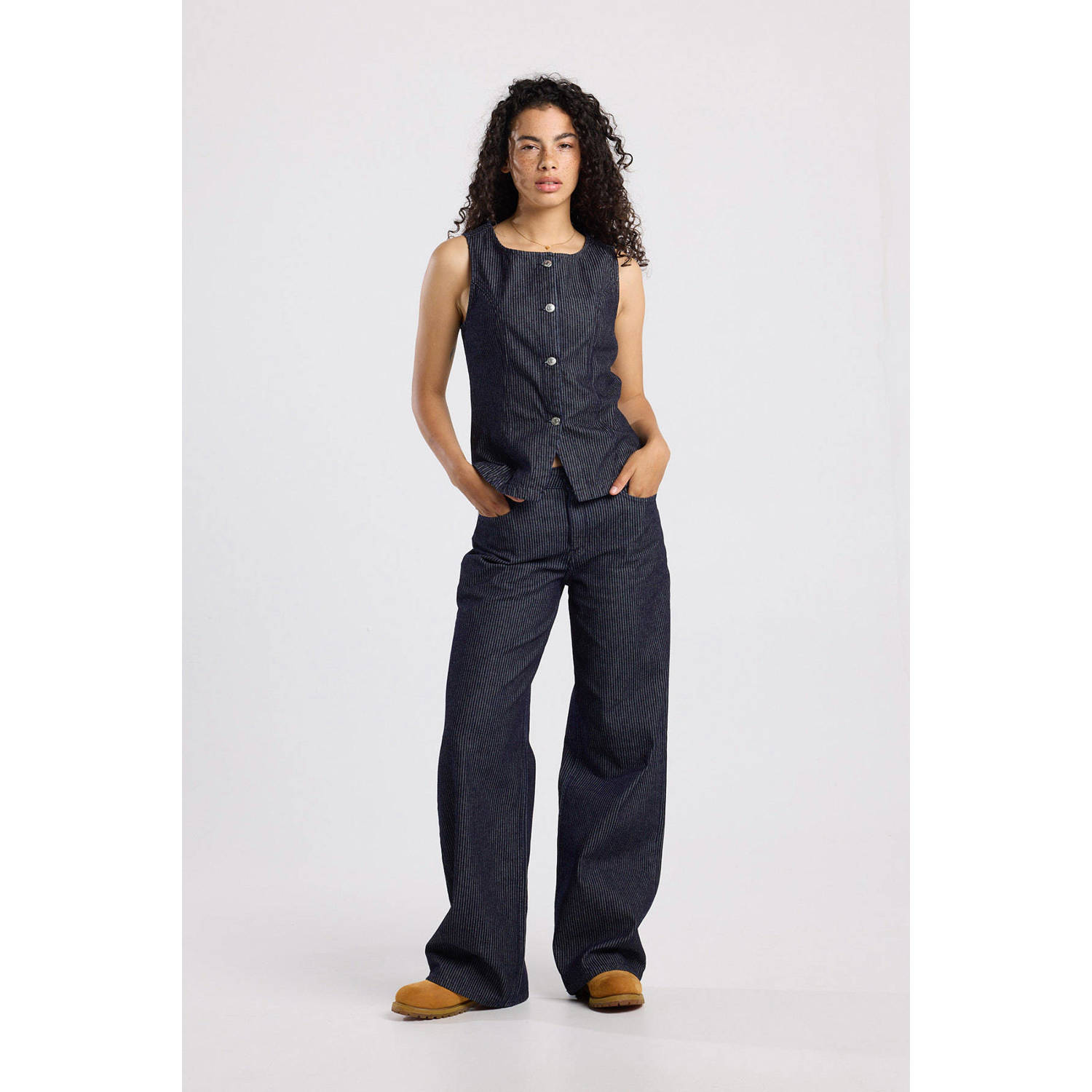 America Today denim gilet dark blue denim
