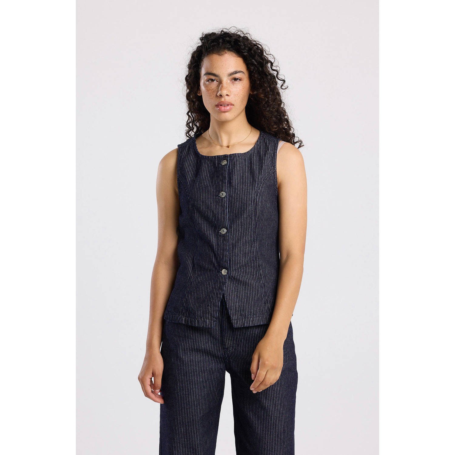 America Today denim gilet dark blue denim