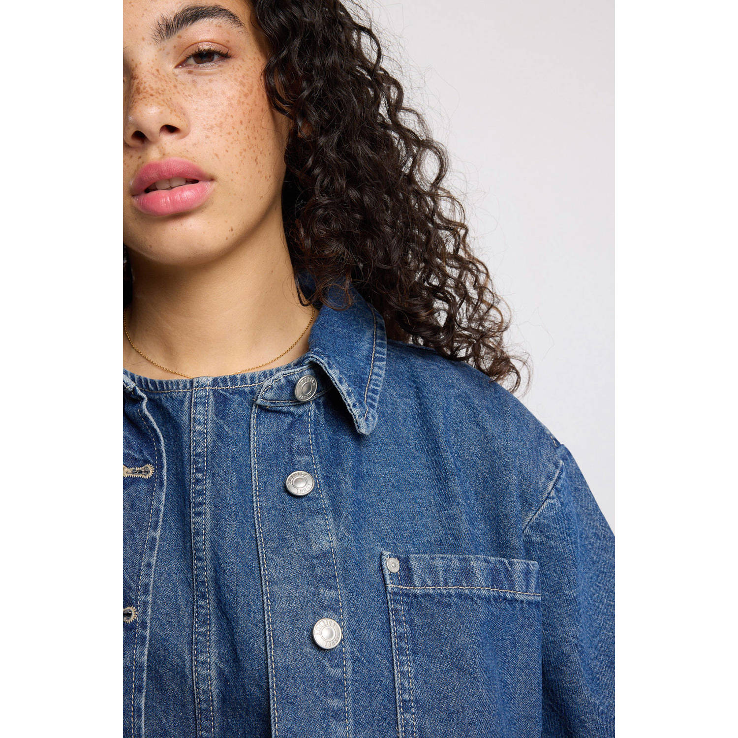 America Today denim blouse dark blue denim