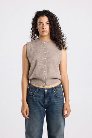 gilet taupe gebreid
