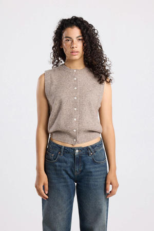 gilet taupe gebreid