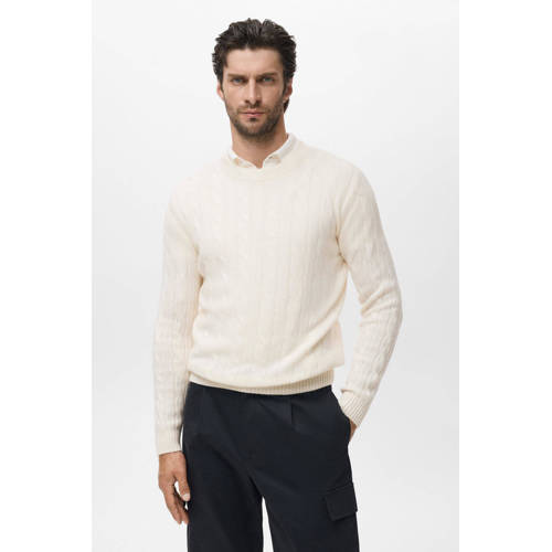 Mango Man x Casper Ruud trui met wol fijn gebreid wit afbeelding