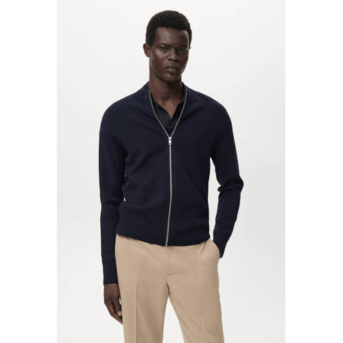 Mango Man vest fijn gebreid donkerblauw afbeelding