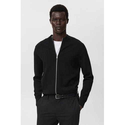 Mango Man vest fijn gebreid zwart afbeelding