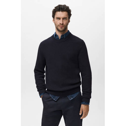 Mango Man x Casper Ruud trui grof gebreid donkerblauw afbeelding