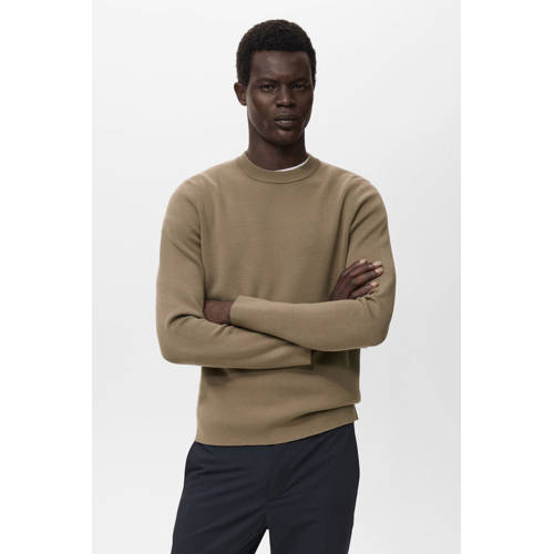 Mango Man trui fijn gebreid bruin afbeelding