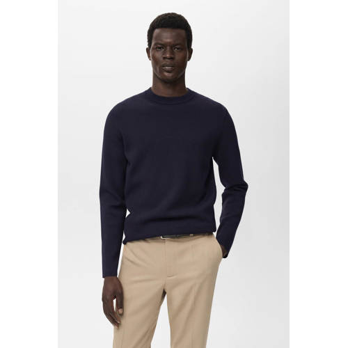 Mango Man trui fijn gebreid donkerblauw afbeelding