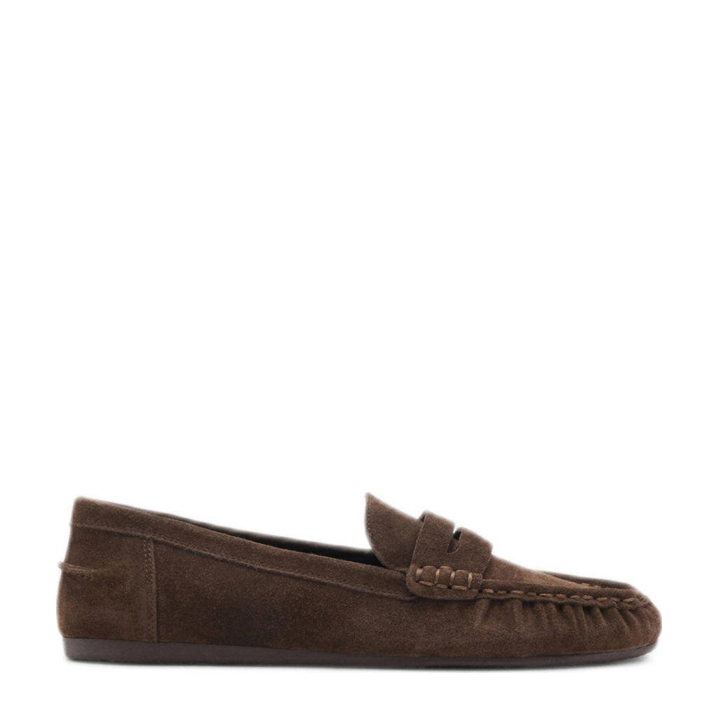 Donkerblauwe dames Mango suède mocassins