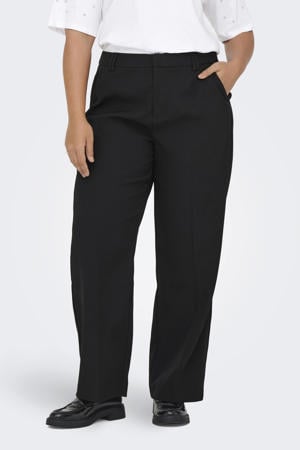 wide leg high waist pantalon zwart