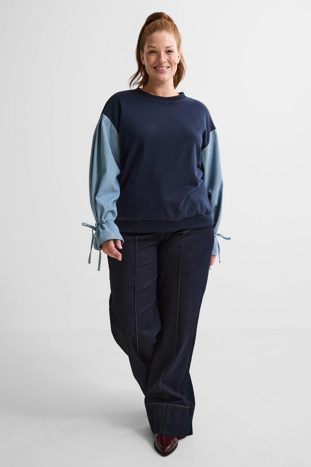 ONLY CARMAKOMA high waist wide leg jeans dark blue denim