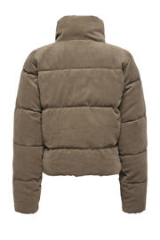 thumbnail: Lichtbruine dames ONLY CARMAKOMA winterjas van polyester met effen, lange mouwen, col en knoopsluiting
