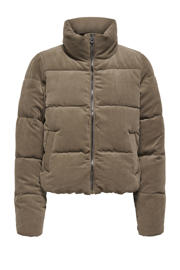 thumbnail: Lichtbruine dames ONLY CARMAKOMA winterjas van polyester met effen, lange mouwen, col en knoopsluiting