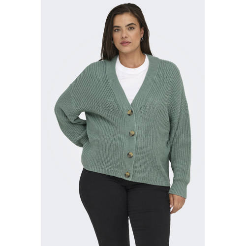 ONLY CARMAKOMA vest groen gebreid afbeelding