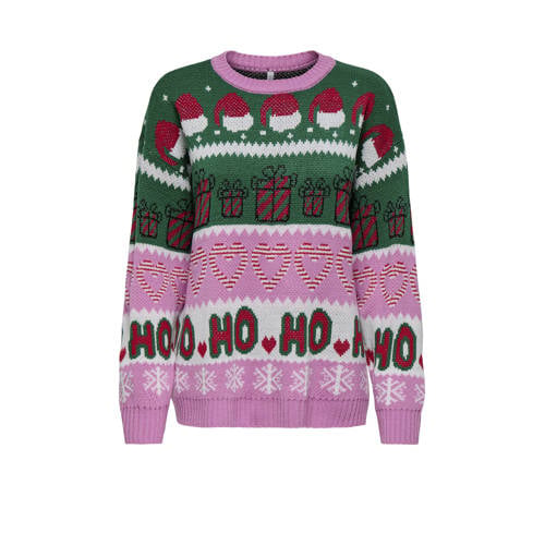 ONLY CARMAKOMA kersttrui roze gebreid afbeelding