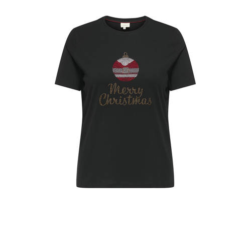ONLY CARMAKOMA T-shirt zwart met glitter afbeelding