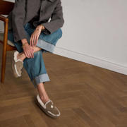 thumbnail: Manfield suède pantoffels camel/ecru