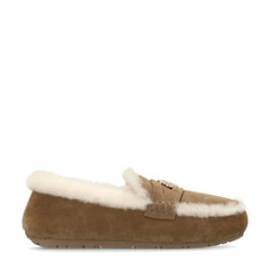 suède pantoffels camel/ecru