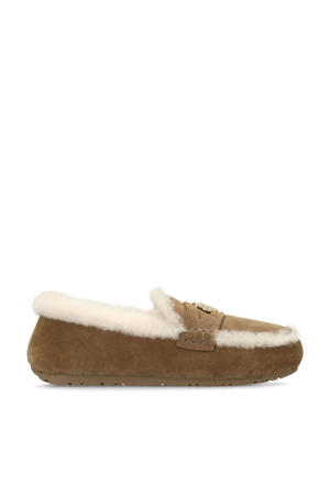 suède pantoffels camel/ecru
