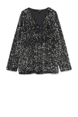 glitter top zwart met pailletten