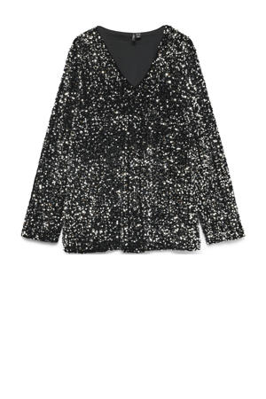 glitter top zwart met pailletten