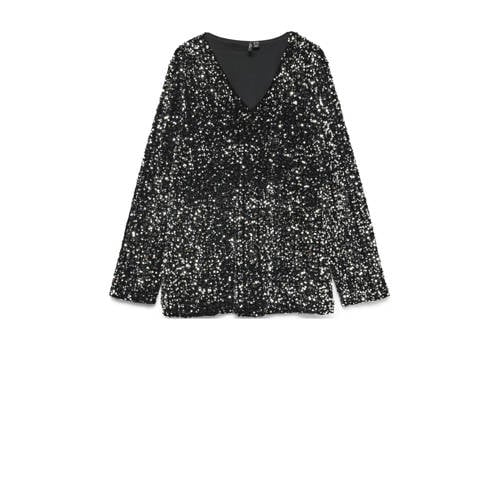 VERO MODA CURVE glitter top zwart met pailletten afbeelding