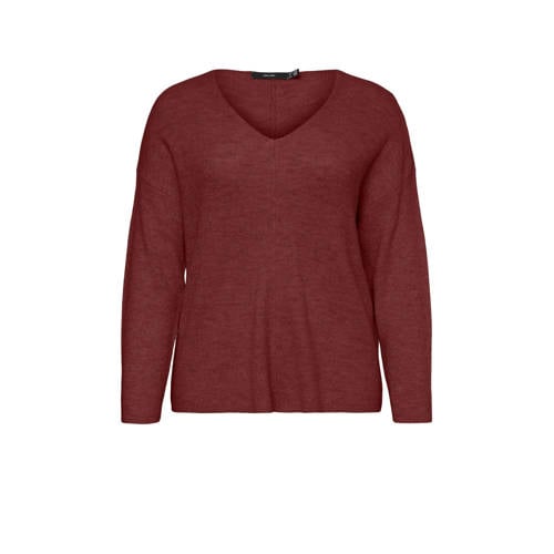 VERO MODA CURVE gebreide trui donkerrood met lurex afbeelding