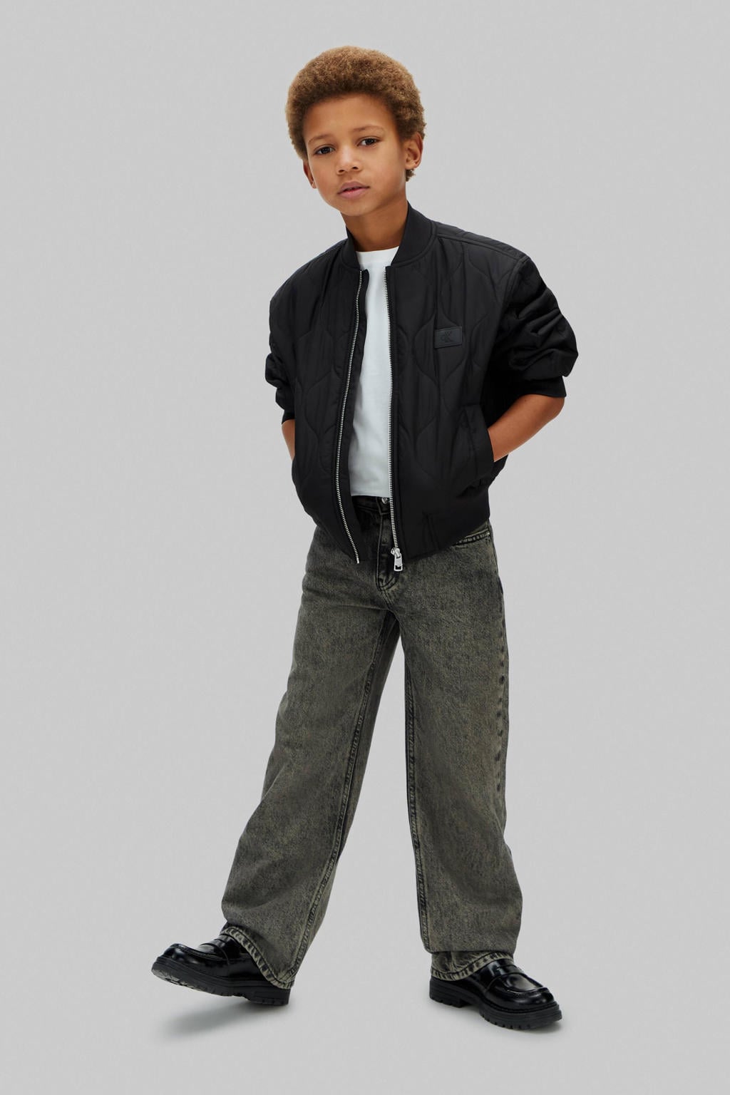 Black denim jongens Calvin Klein Loose fit high waist loose fit jeans black van denim met effen