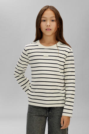 gestreepte longsleeve lichtgrijs