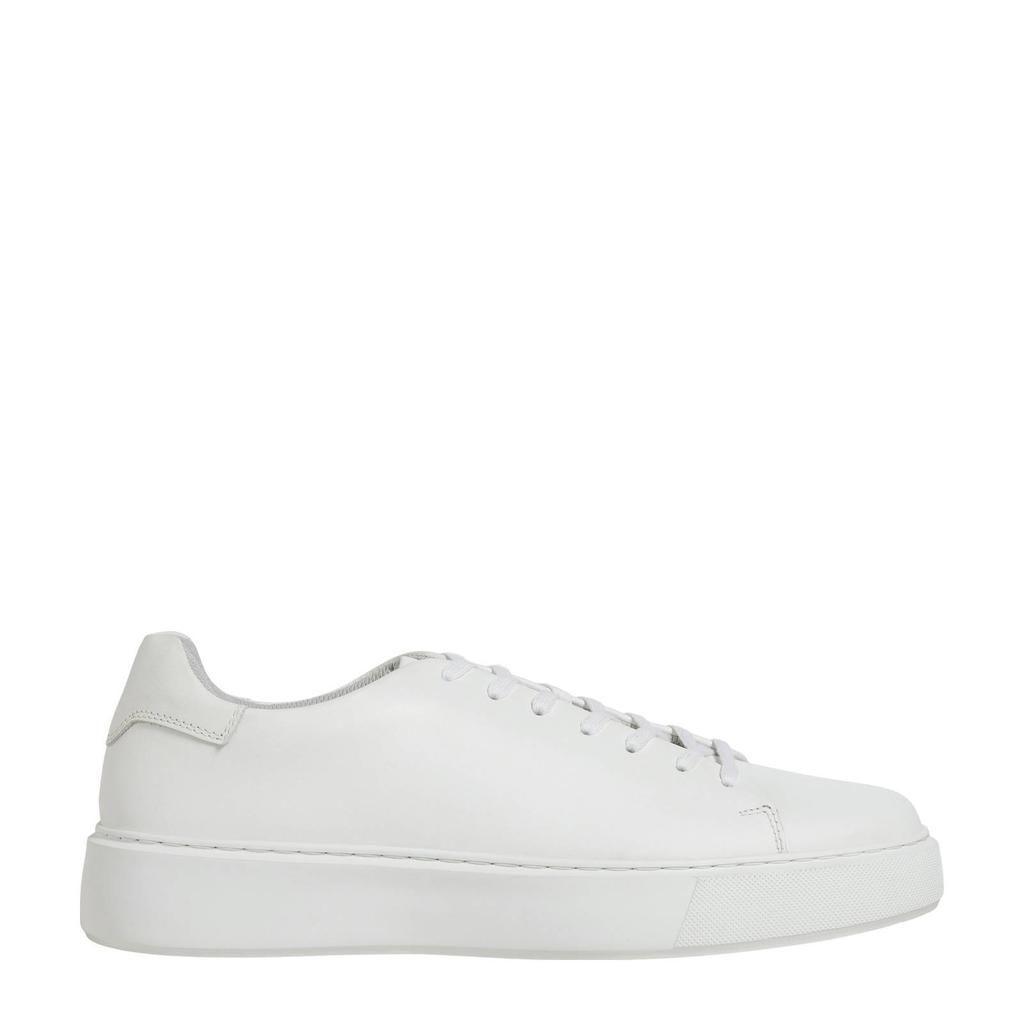 Witte heren JACK & JONES JFWStockholm leren sneakers met veters