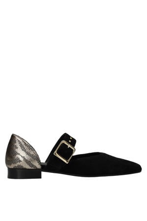 suède loafers zwart/goud