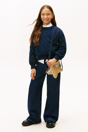 sweater met stippen donkerblauw