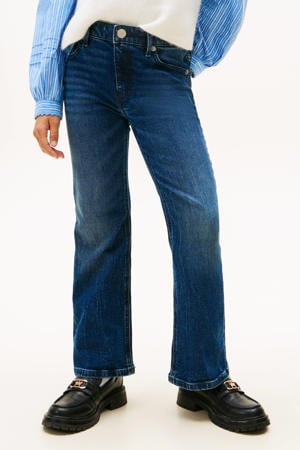 flared jeans dark blue denim