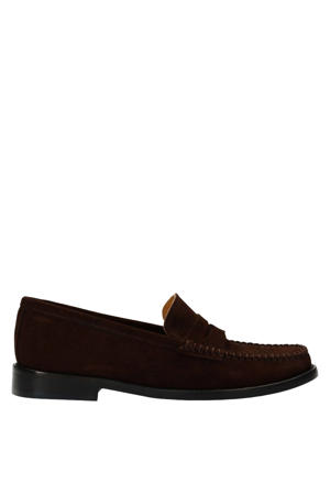 suède loafers donkerbruin
