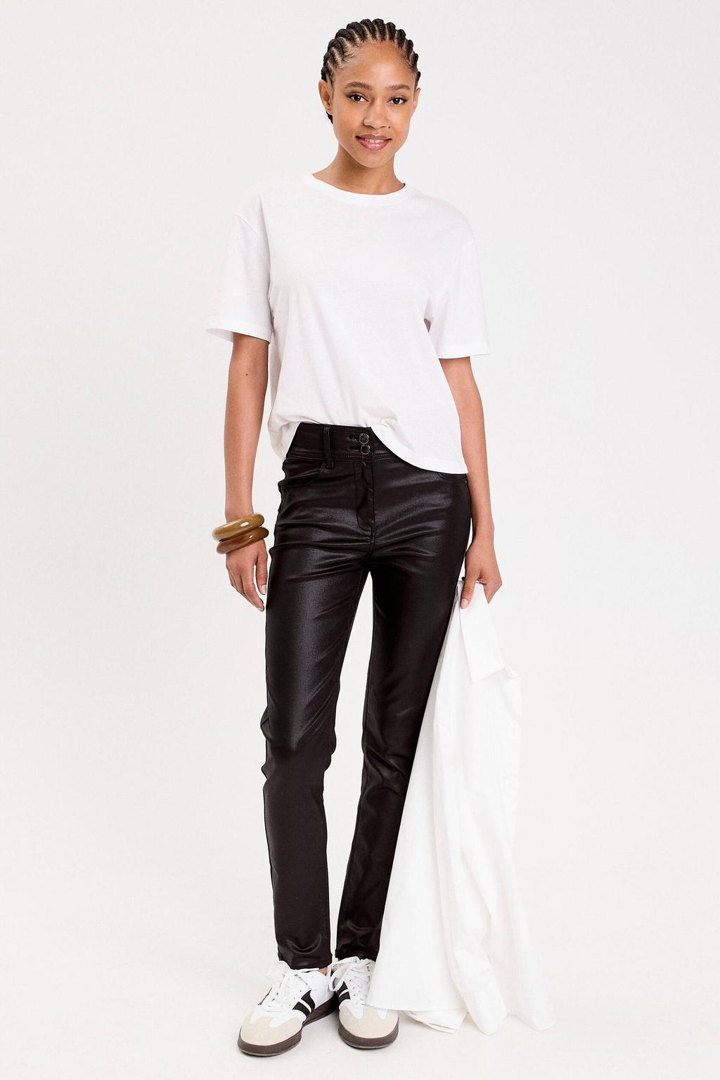 Zwarte dames Cache Cache slim regular waist coated broek met effen