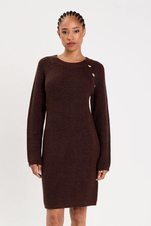 jurk met glitter donkerbruin