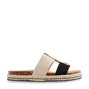 slippers zwart/beige