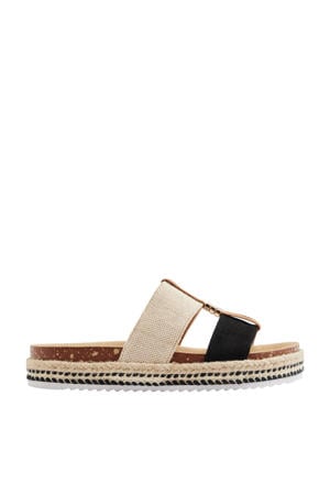 slippers zwart/beige