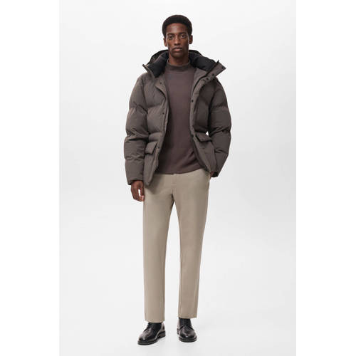 Mango Man slim casual broek pastelgrijs afbeelding