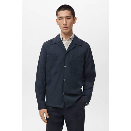 Mango Man regular casual overhemd donkerblauw afbeelding