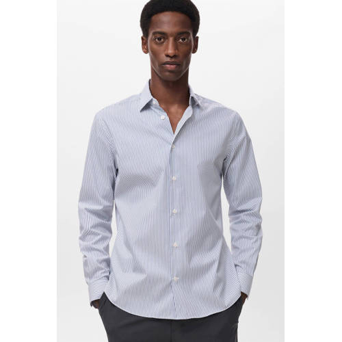 Mango Man regular gestreepte casual overhemd blauw afbeelding