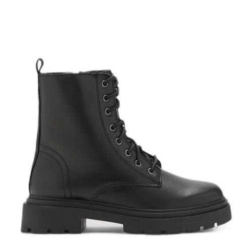 MANGO TEEN leren veterboots zwart afbeelding