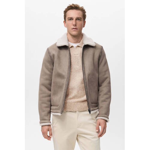 Mango Man suede teddy tussenjas bruin afbeelding