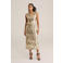 WE Fashion gestreepte maxi jurk champagne
